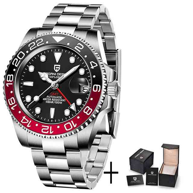 Men Mechanical Wristwatch Stainless Steel Gmt Watch