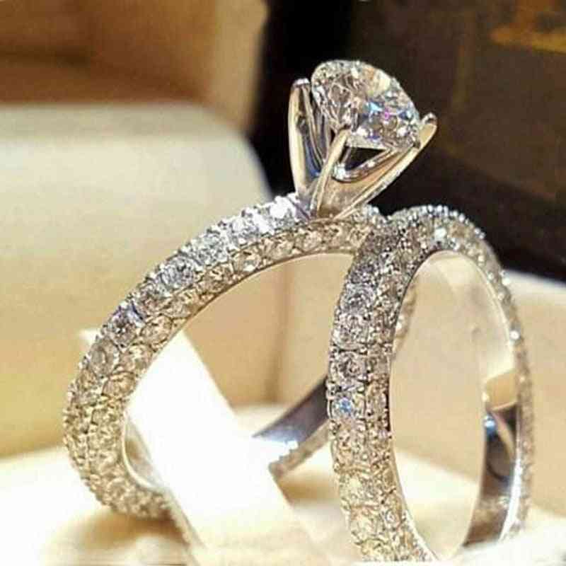 Set di anelli di fidanzamento / matrimonio in zirconi per donna taglia 5