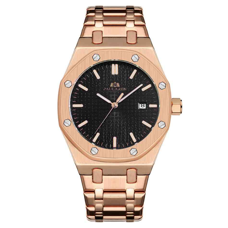 Men Automatic Self Wind Mechanical Stainless Steel Strap Simple Business Watch