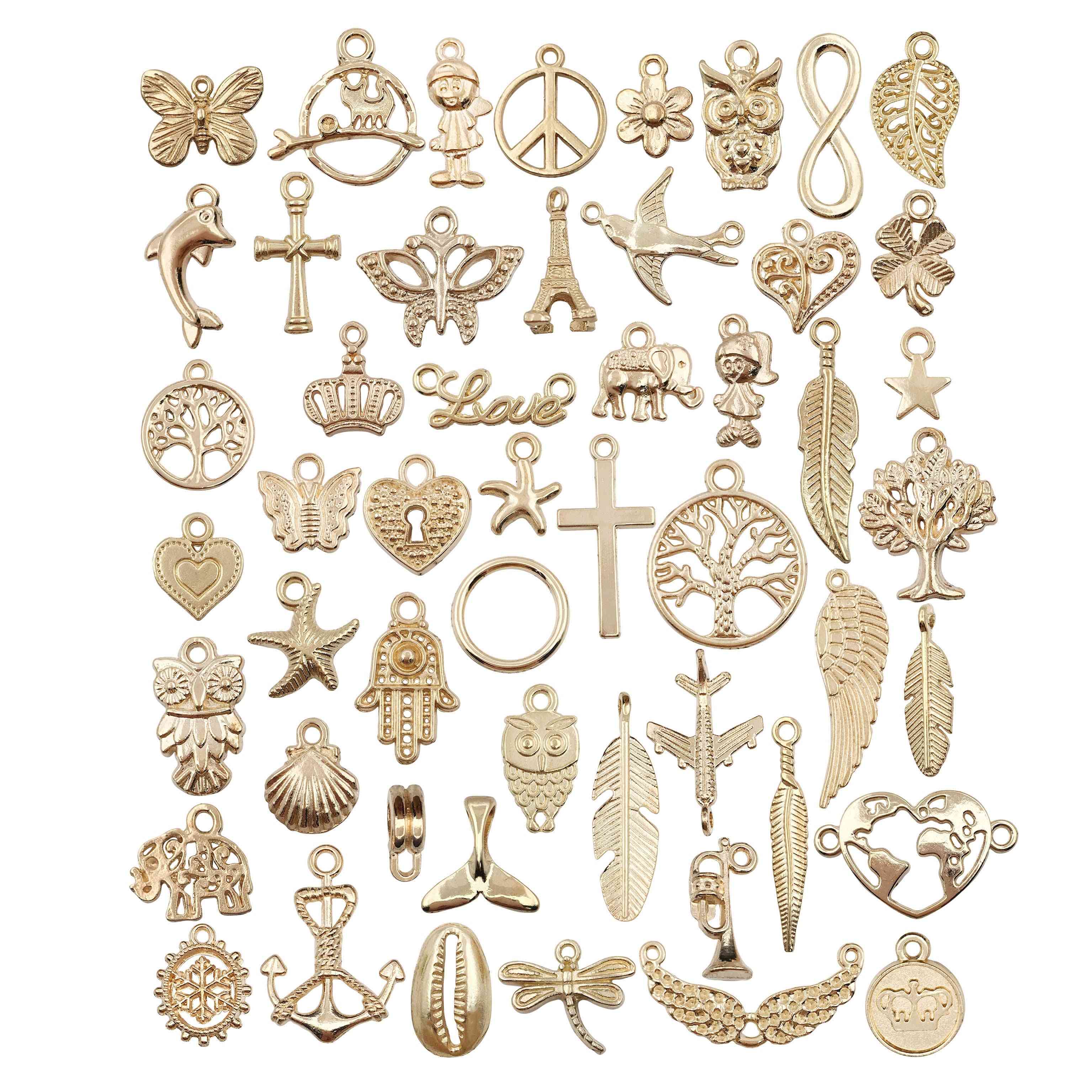 Pingentes com amuletos de animais, plantas, frutas, lua e estrelas para a fabricação de joias