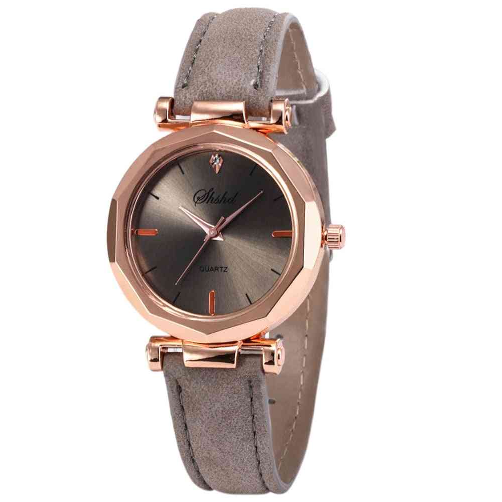 Women Rhinestone Fashion Exquisite Leather Bracelet Watch