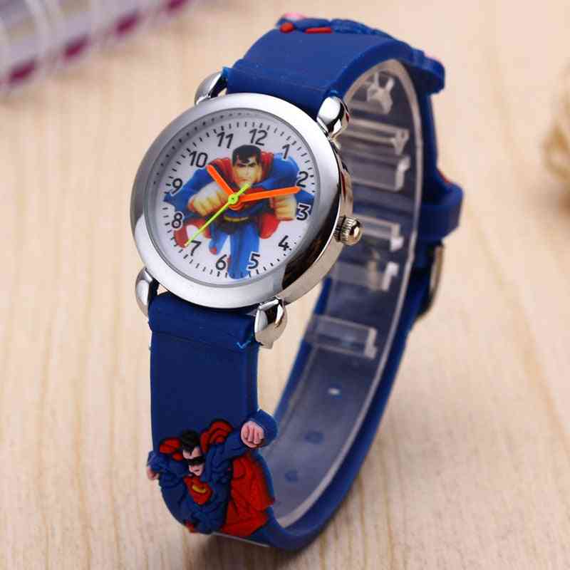 Boy & Cute Cartoon Watch, Soft Silicone Quartz Wristwatch