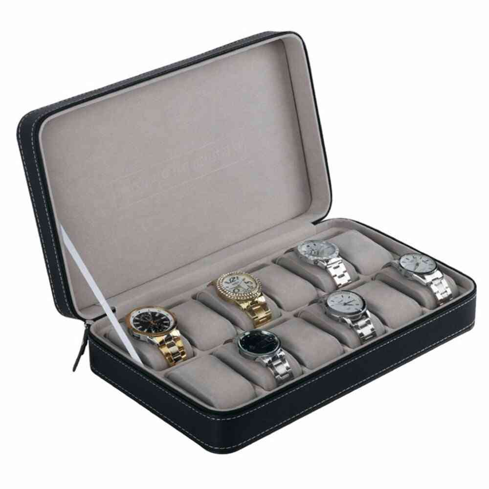 Mostrar contenedor de joyería de cuero de pu, pulsera, caja de ataúdes de reloj de pulsera