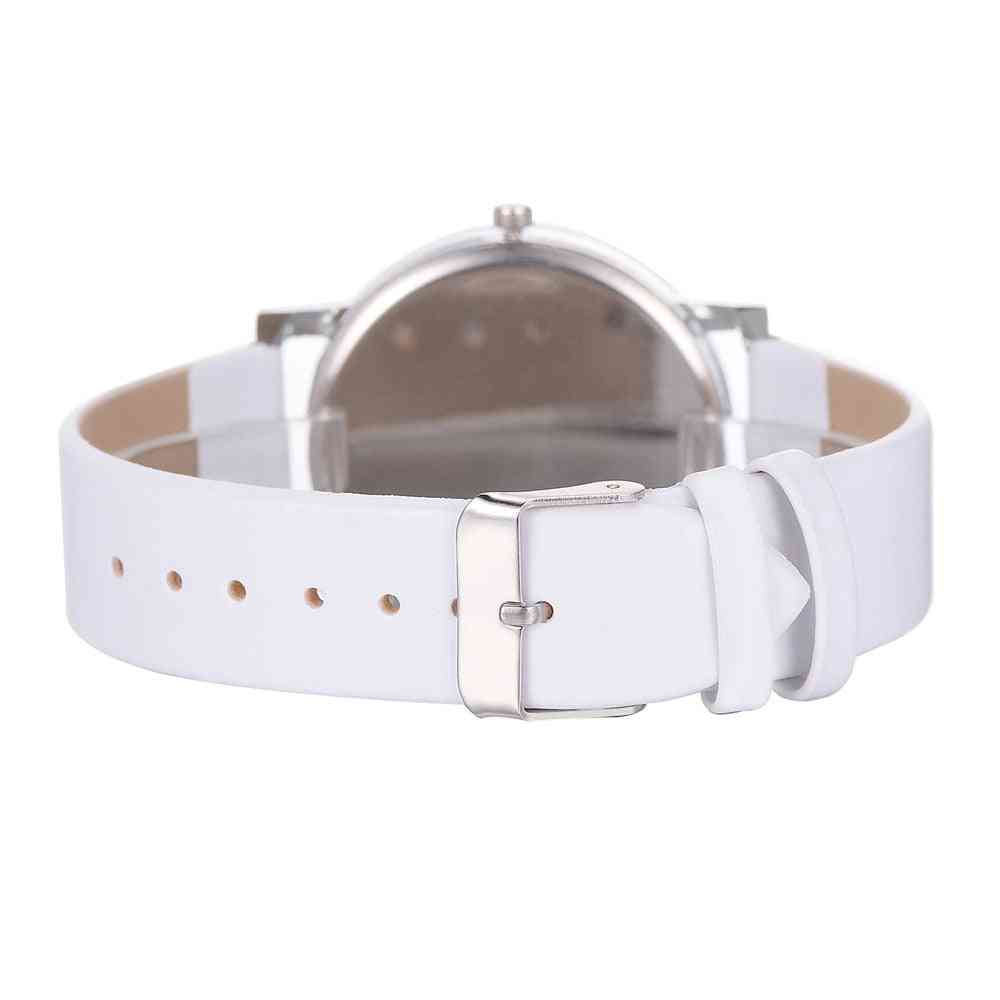 Women Quartz Watch, Leather Band Women Bracelet Watches Crystal Clock