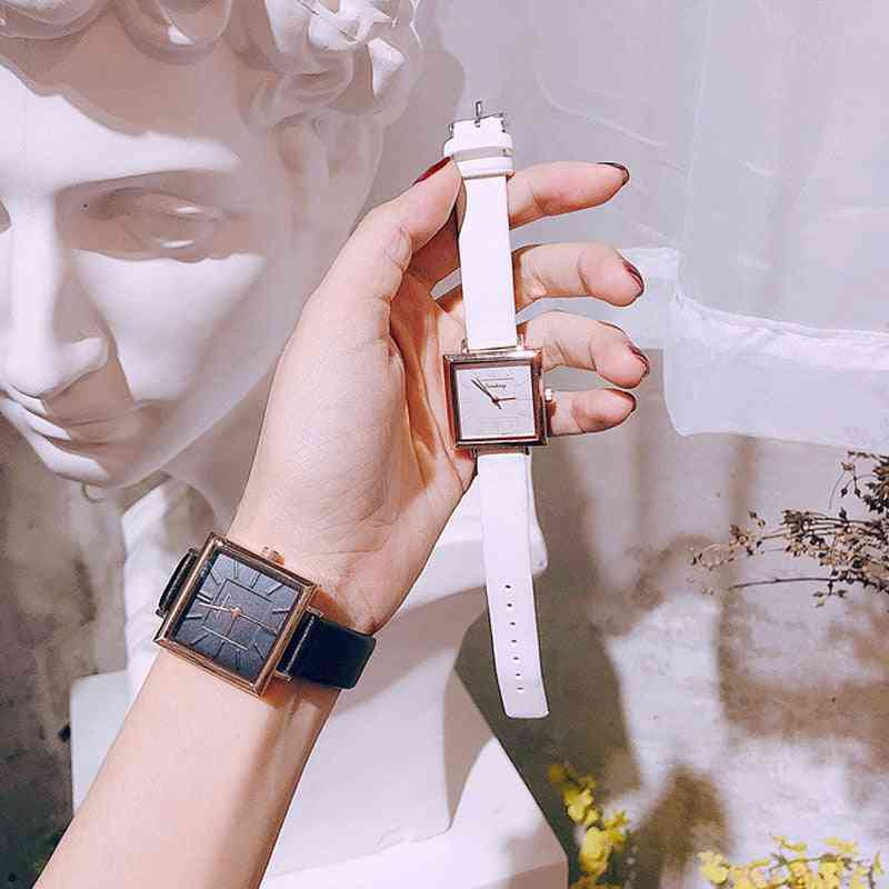 Top Square Women Bracelet Watch, Contracted Leather Quartz Clock