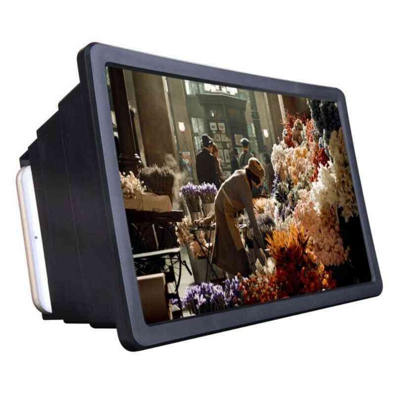 Cell Phone Screen Magnifier, 3d Hd Movie Video Amplifier With Foldable Holder Stand