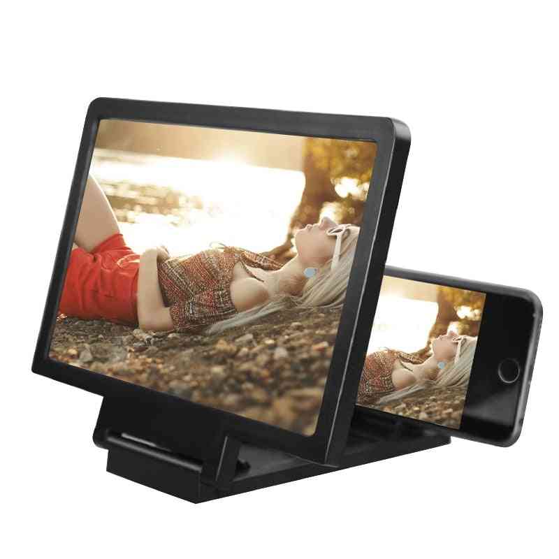 Cell Phone Screen Magnifier, 3d Hd Movie Video Amplifier With Foldable Holder Stand