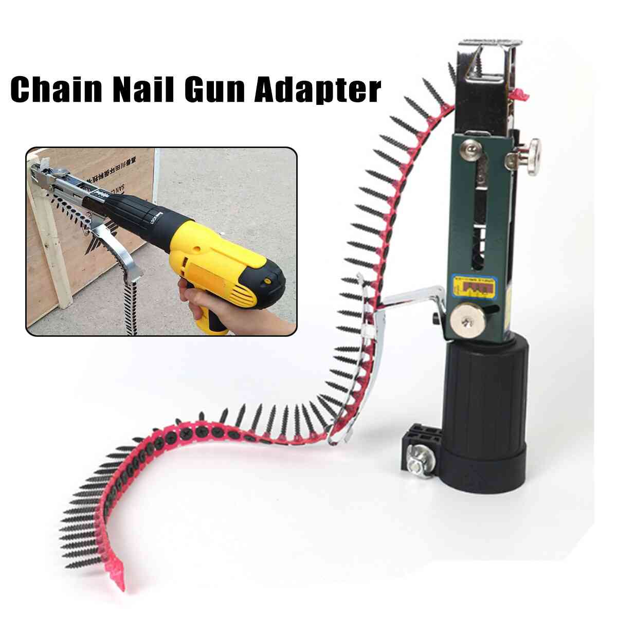 Screw Spike Chain, Nail Gun Adapter For Electric Drill - Woodworking