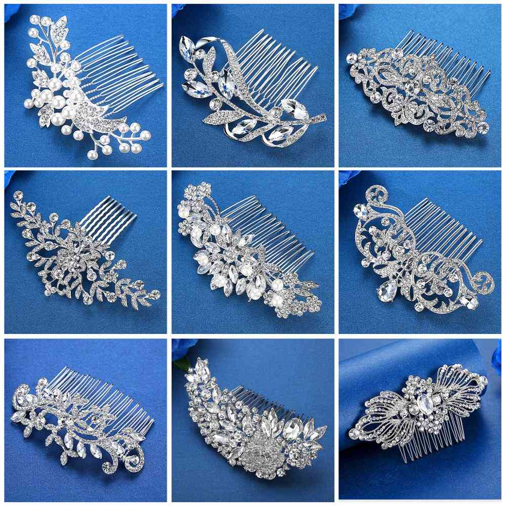 Flower Leaf, Bridal Hair Comb For Crystal, Hair Ornaments, Jewelry, Wedding, Hair Accessories