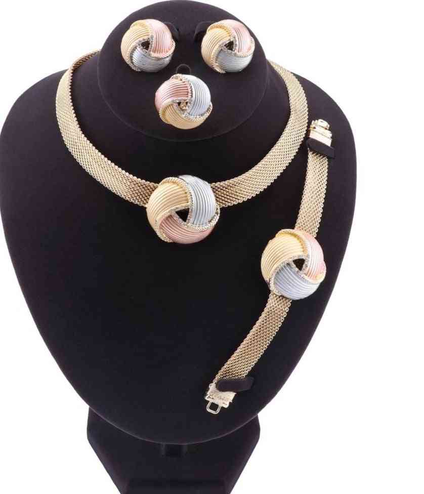 Women Crystal Necklace, Bracelet & Ring Jewelry Sets