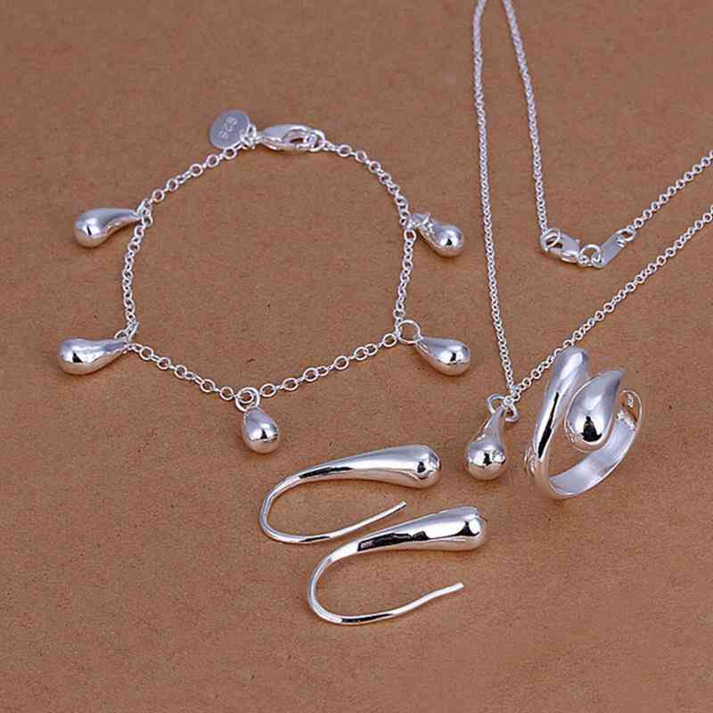 Silver Color Fashion Necklace, Bracelet Jewelry Set
