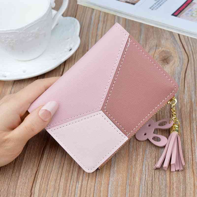 Kvinnor söt rosa plånböcker, korthållare plånbok dam kvinnligt mode kort pengarpåse