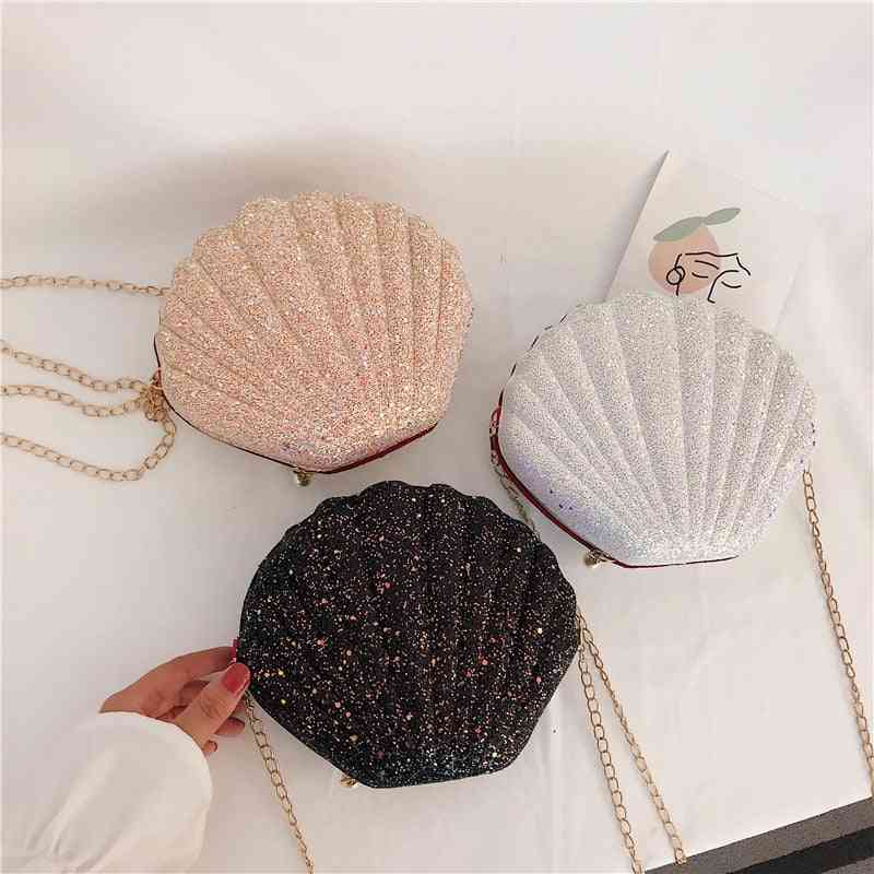 Women Pu Leather Handbags, Cute Shell Shape Purse