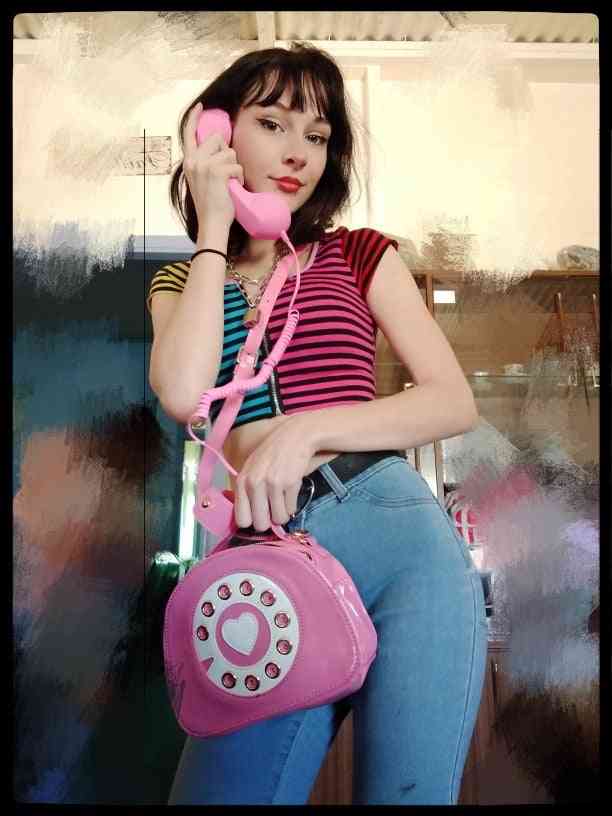 Borsette vintage stile telefono a cuore, borsa a tracolla per ragazza