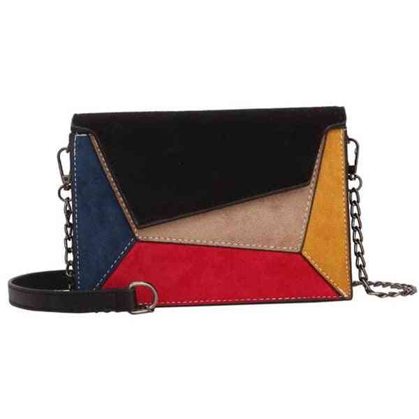 Patchwork Crossbody Bags, Women Small Chains Strap Shoulder Bag