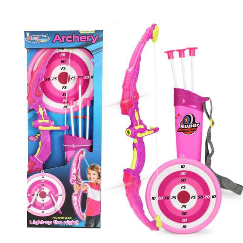 Verlichte speelgoedset voor boogschieten met pijl en boog voor jongens, meisjes, doelwit en pijlkoker