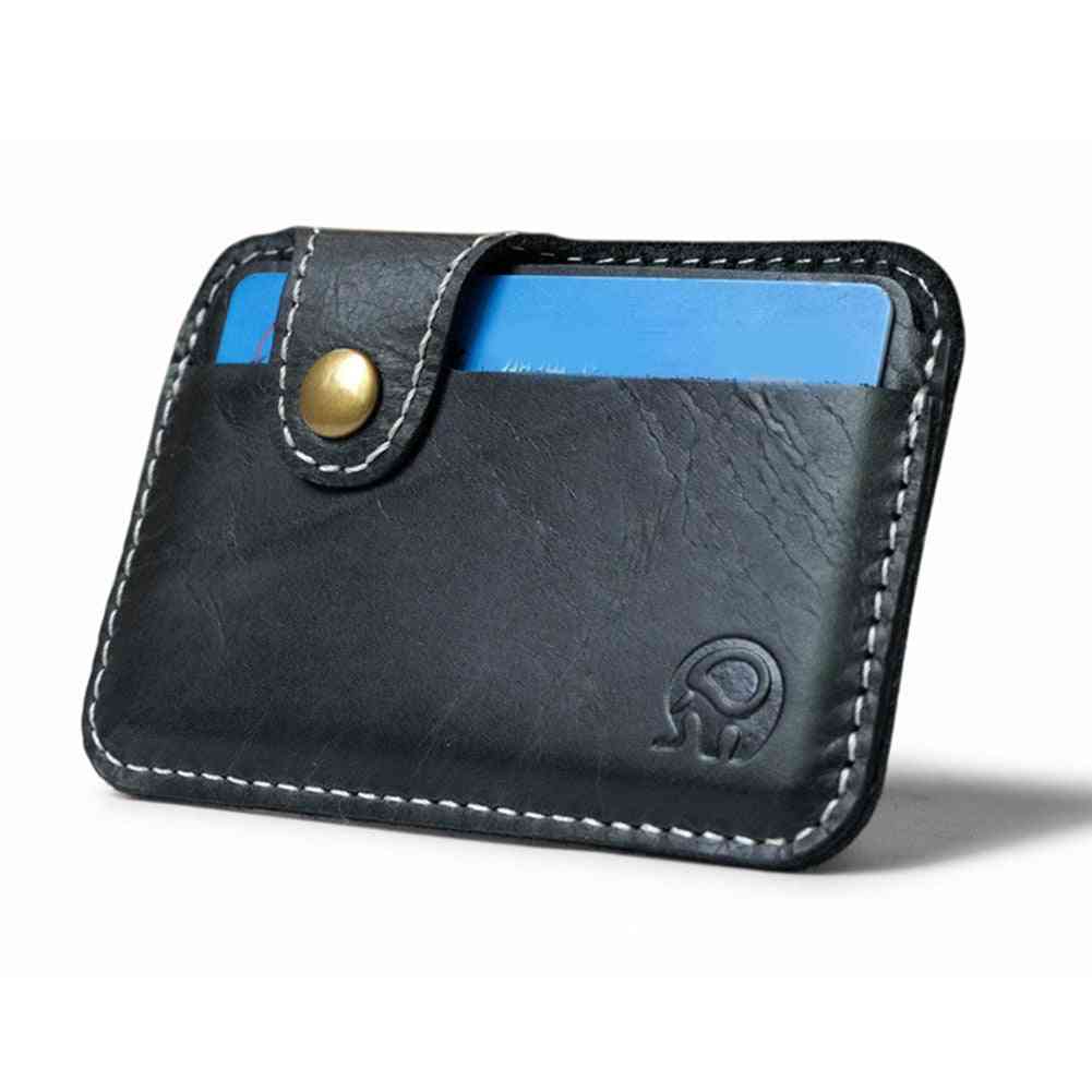 Leather Card Wallet, Men Business Bank Holder Thin Credit Case