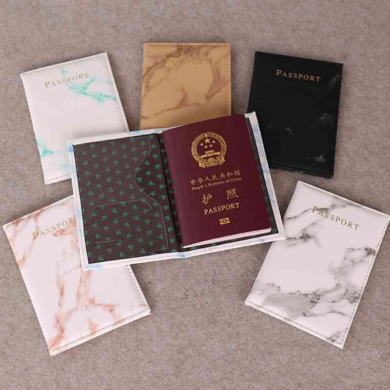 Accesorios de viaje, cubierta de identificación de titular de pasaporte de mármol vintage, estuche de cuero de pu