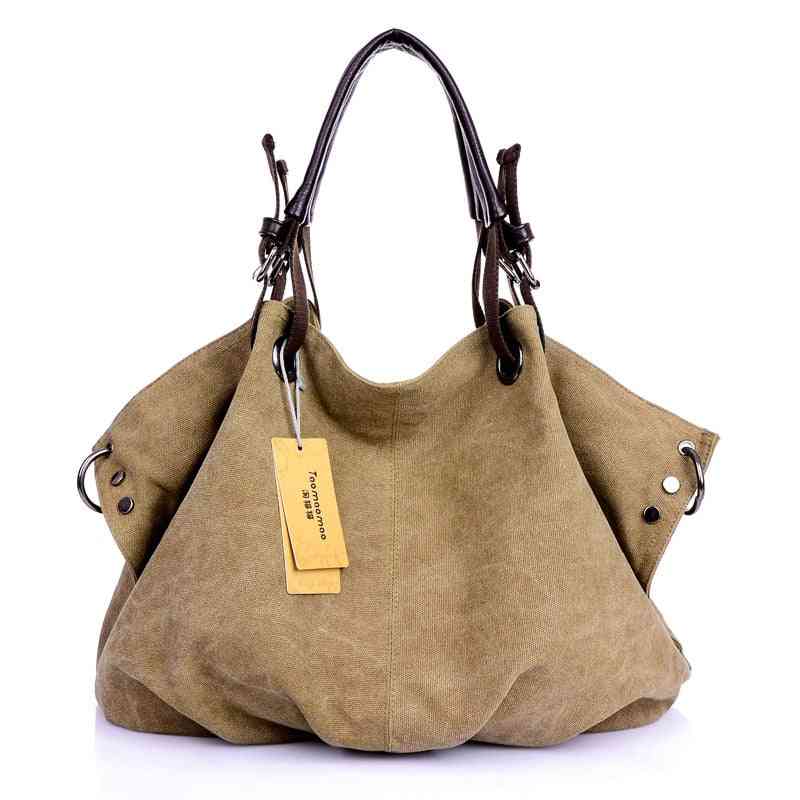 Women Canvas Messenger Handbag, Solid Shoulder Bag