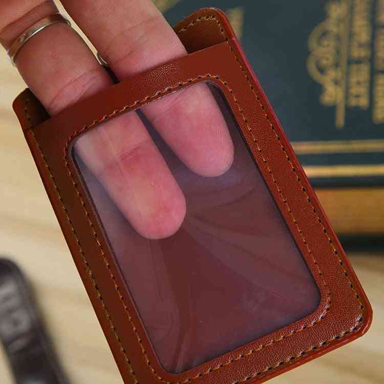 Pu kožený držák kreditní karty ID, pouzdro na autobusové karty studentů a muži