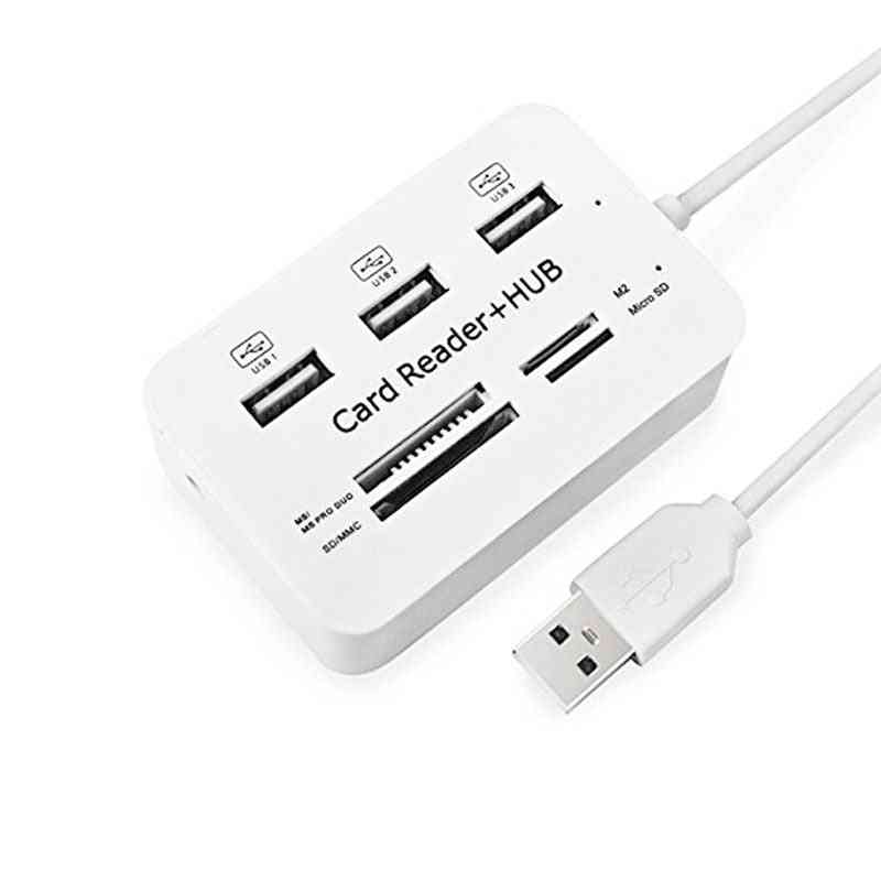 Card Reader With 3 Ports Usb Hub For Pc/laptop