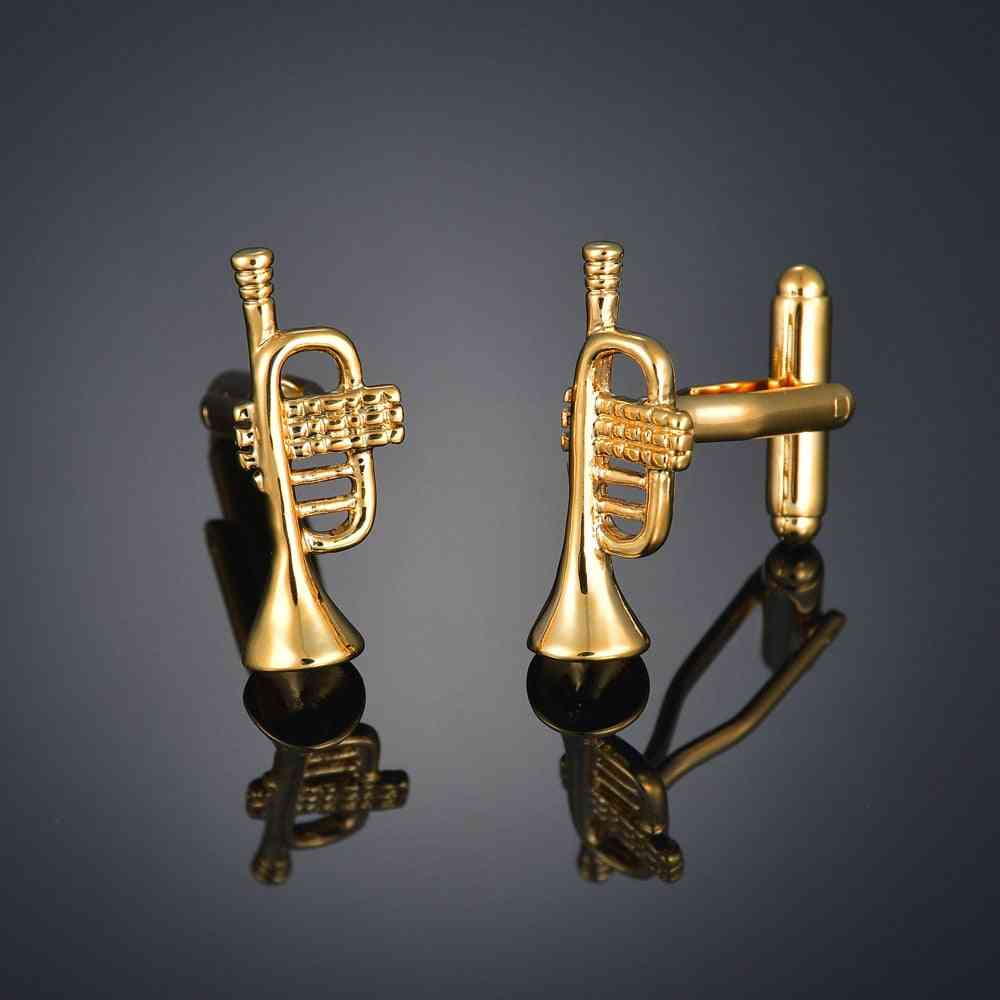 Gitaar / muziek / blokfluit / microfoon / trompet manchetknopen muziekontwerp bouton