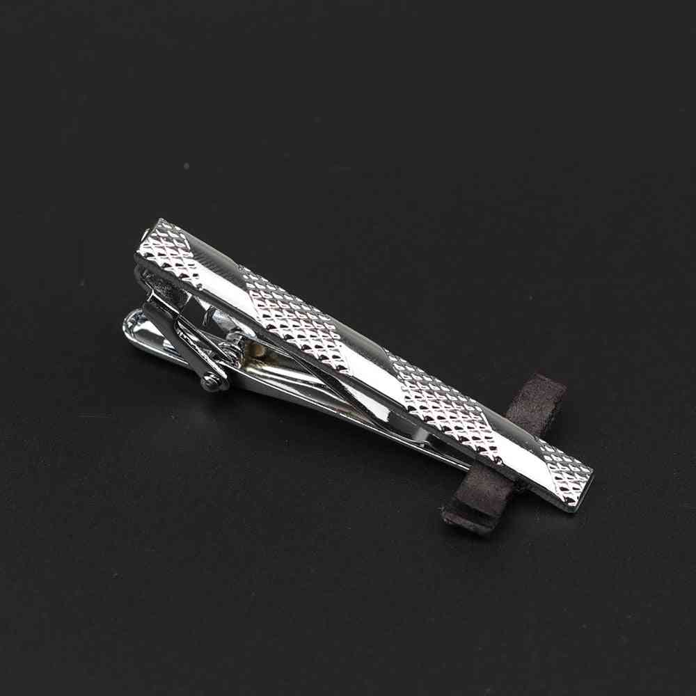 Men's Bright Chrome Stainless Steel Jewelry  Necktie Clips Pin Clasp