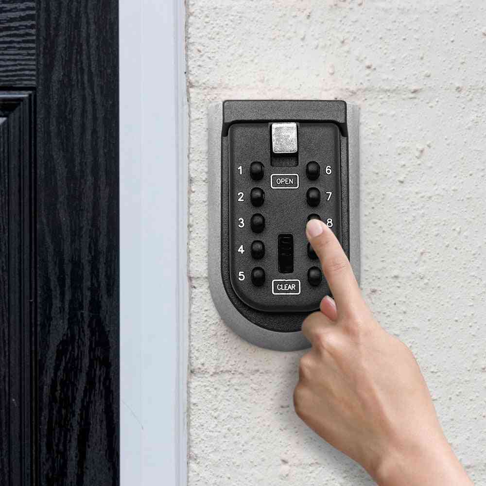 Indoor Outdoor Key Lock Box, Wall Mounted, Aluminum Alloy Safe, Weatherproof Cover