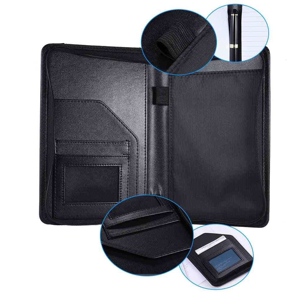 Portefeuille professionnel portable, porte-documents avec porte-cartes de visite, bloc-notes
