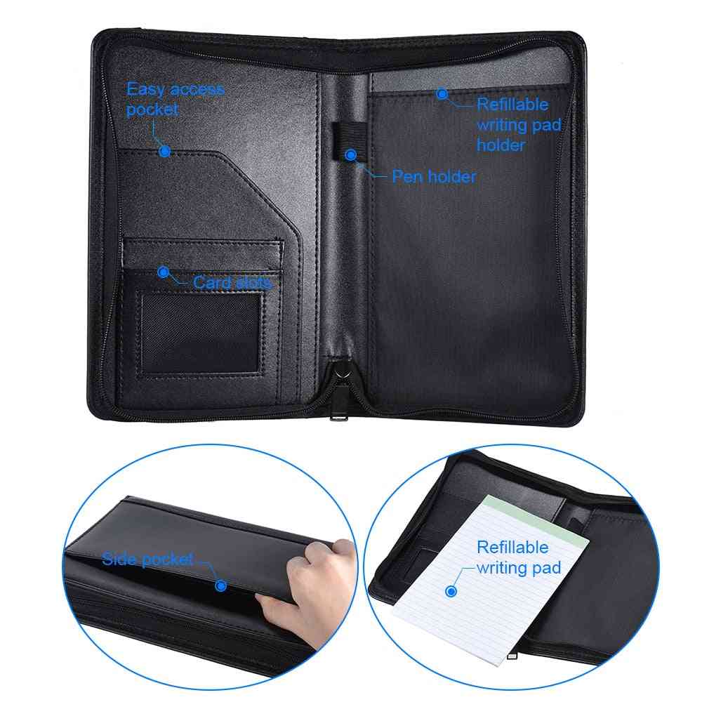 Portable Business Portfolio, Document Case With Business Card Holder, Memo Note Pad
