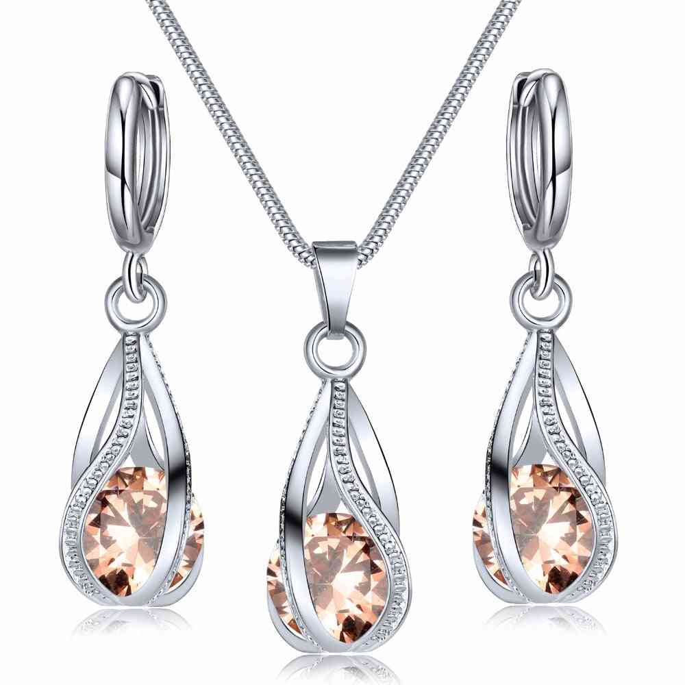 Conjunto de joyas de cristal pendientes de collar de circón conjunto de decoración