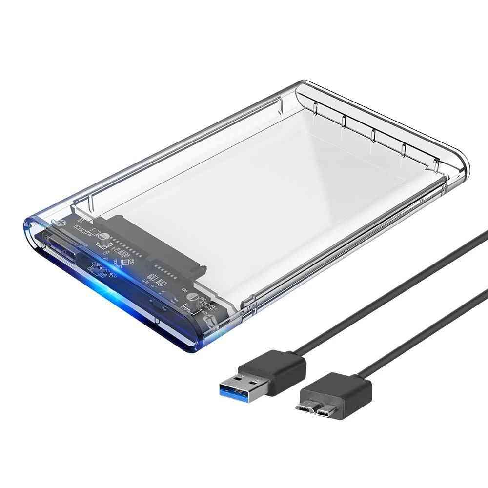 Usb3.0 To Sata3.0 External Hard Drive Case Enclosure With Cable For Hdd And Ssd Gard Clear