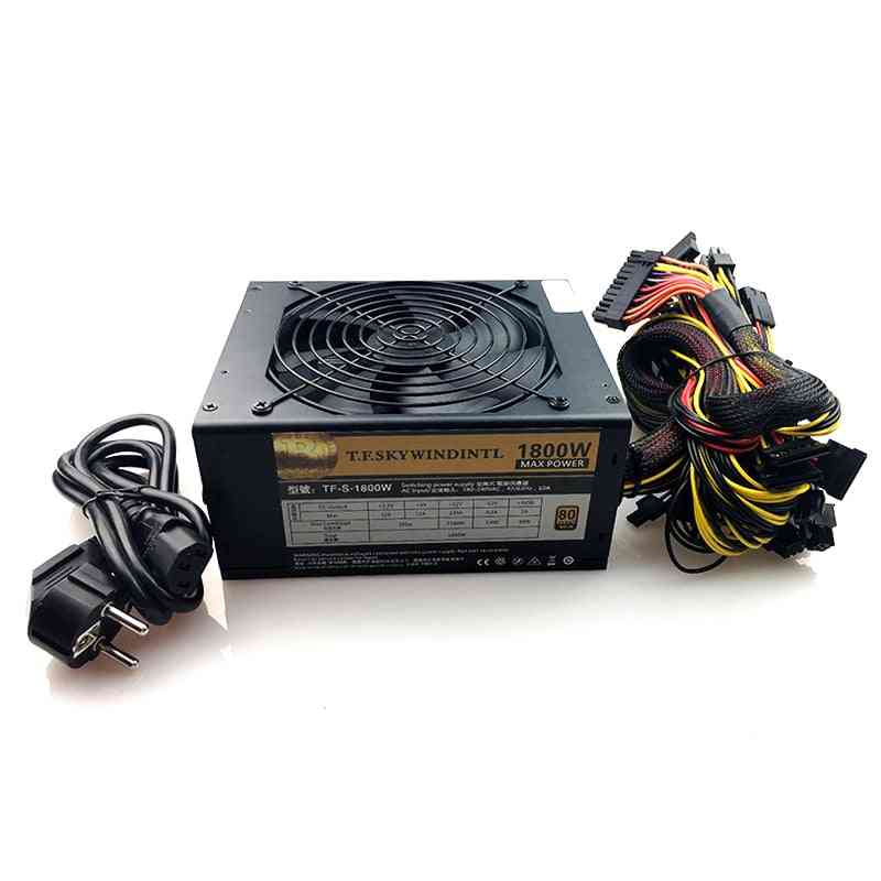 Pc Desktop Psu Gold 1800w Btc Power Supply For R9 380 Rx 470 Rx480 6 Gpu Cards Mining Rig