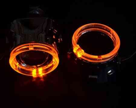 Projector Lens With Drl Led Angel Eyes Shrouds Car Assembly Kit