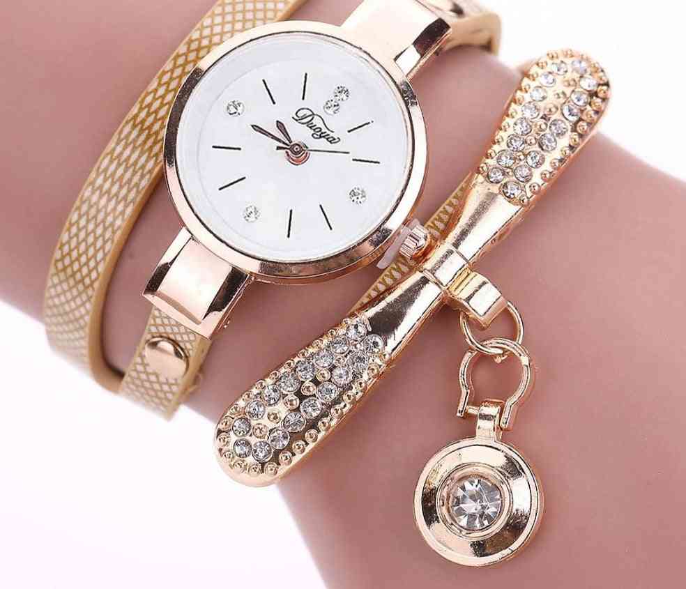 Bracelet Watches - Luxury Gold Crystal Fashion Quartz Wristwatch