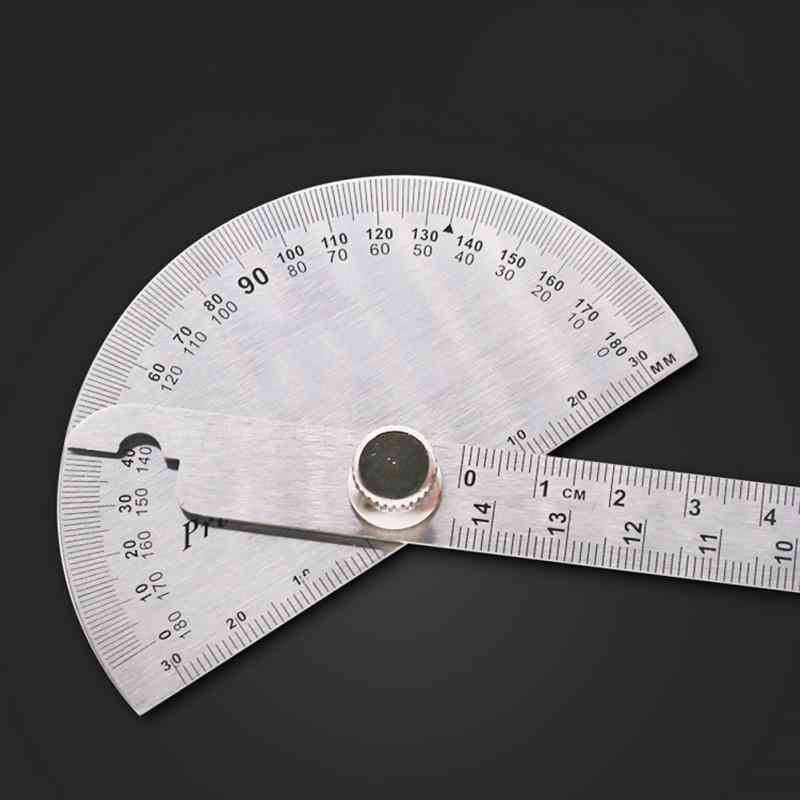 180 Degree Adjustable Protractor-multifunction Stainless Steel Roundhead Angle Ruler