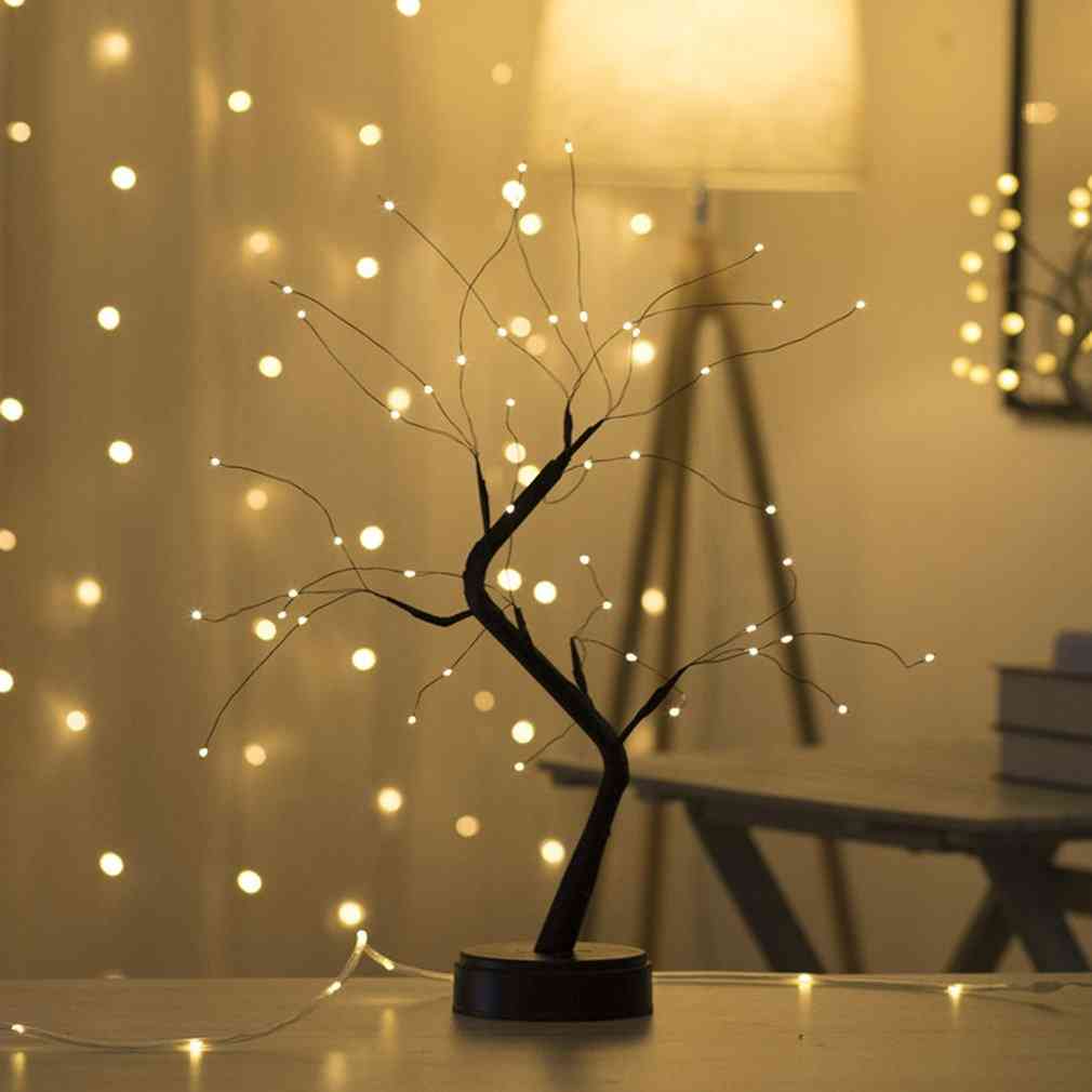 Christmas Greeting Tree Light, Copper Wire Table Lamps