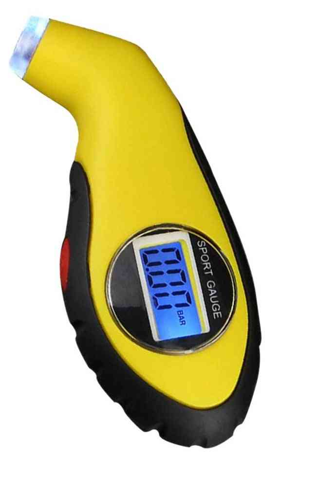 Dæk lufttryksmåler, elektronisk digital LCD-dækmanometer barometertesterværktøj