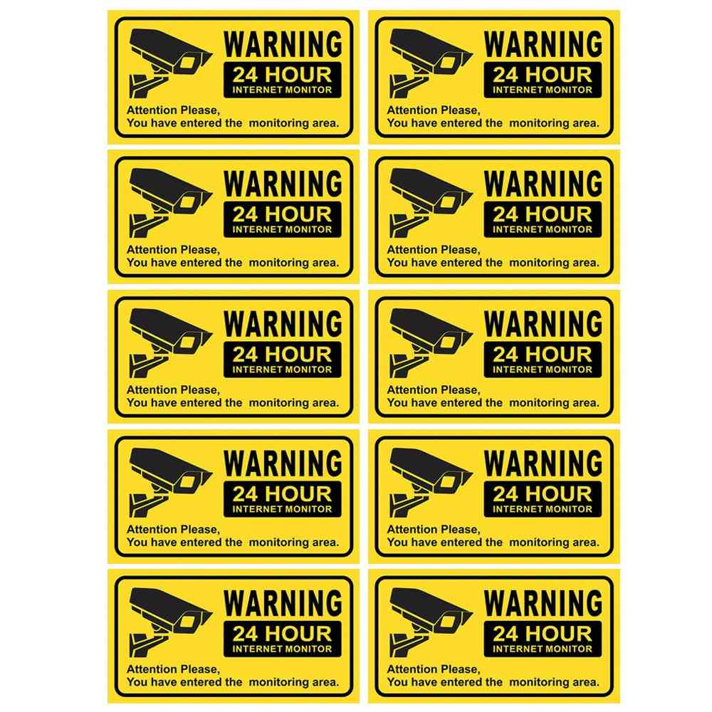 Waterproof Video Camera Surveillance Security Stickers, Decals Warning Alarm Signs