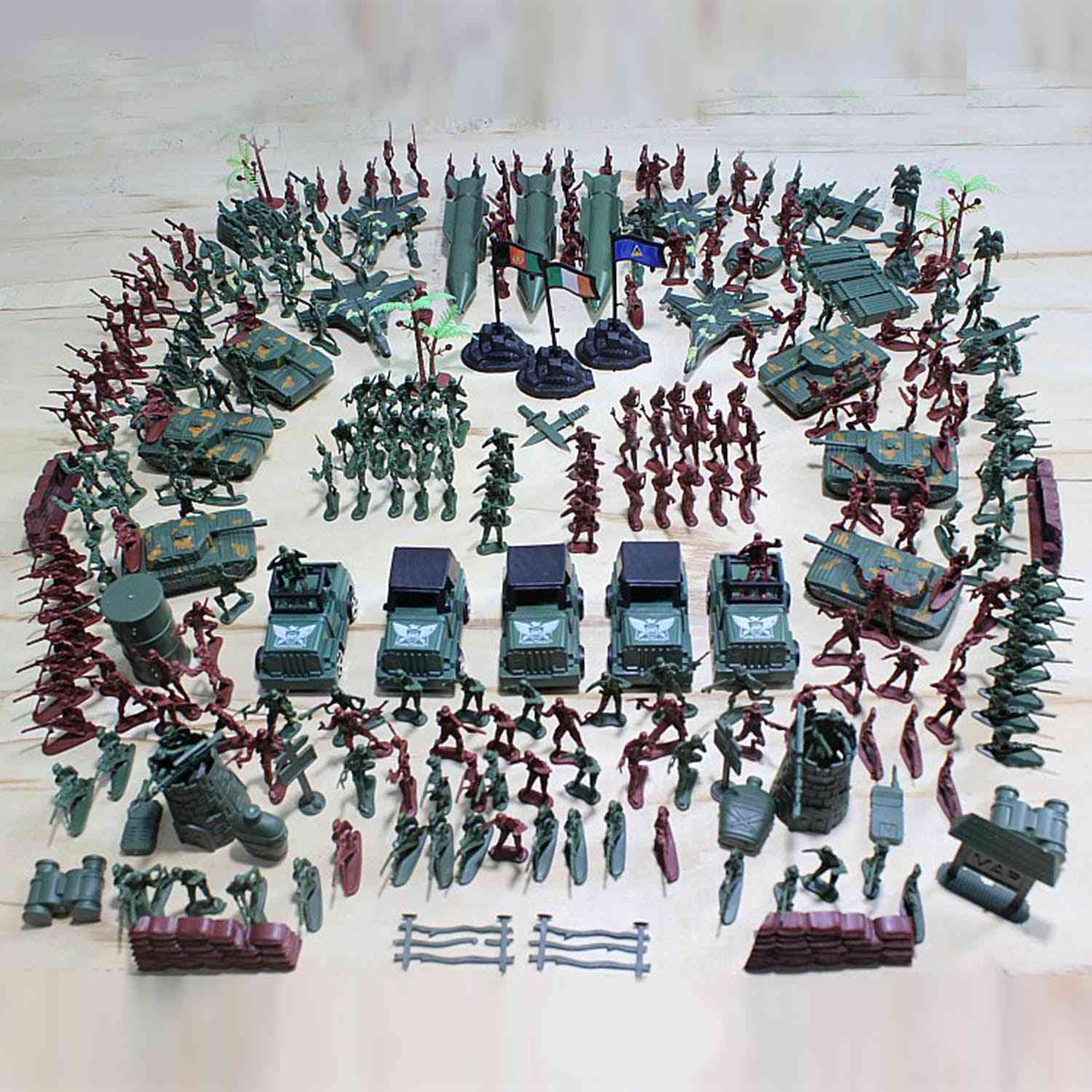 Military Battle Group Bucket, Soldiers And Accessories Toy Play Set