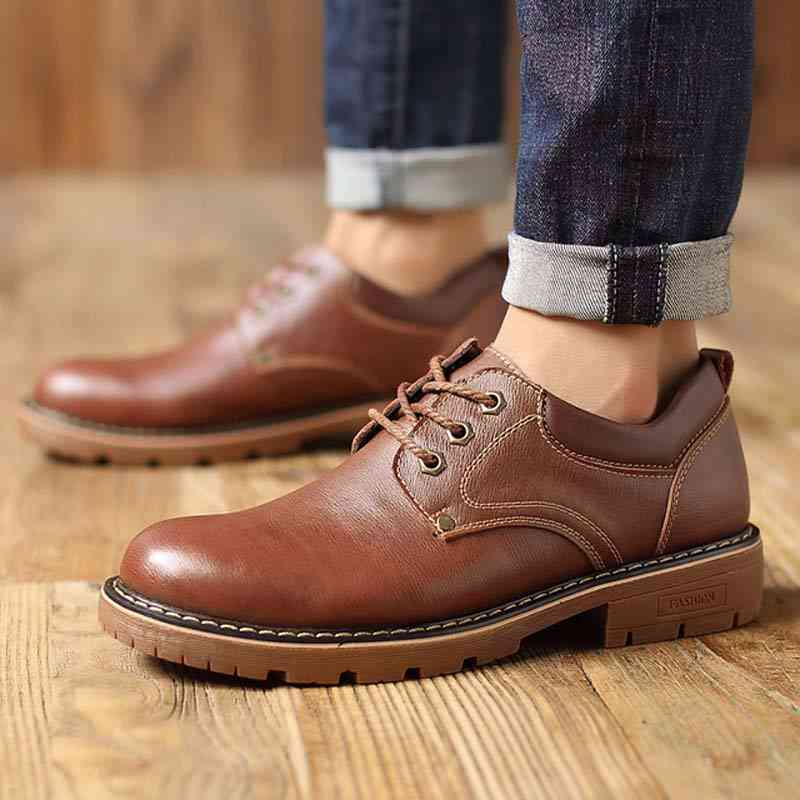 Moda bărbătească piele de lucru dantelă pantofi casual