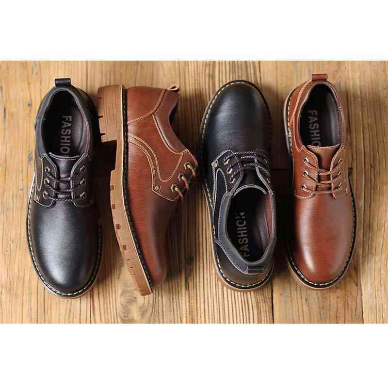 Men's Fashion Leather Work Lace Up Casual Shoes