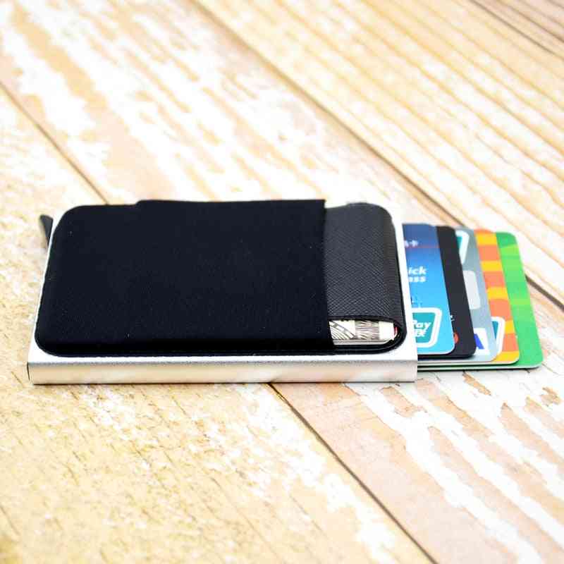 Slim Aluminum Wallet With Elasticity Back Pouch