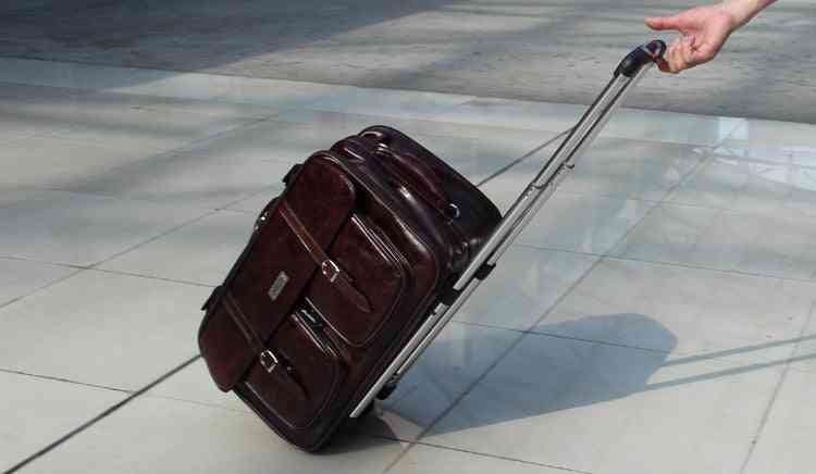Kožené retro rolovací zavazadlo obchodní / kufr kola kabina cestovní tašky