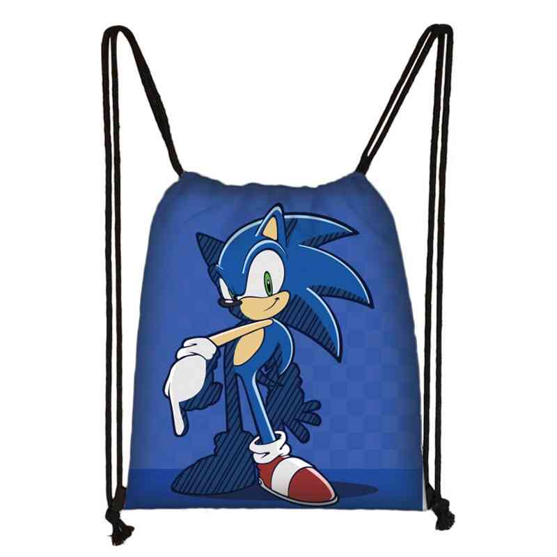 Sonic Cartoon Backpack, Cartoon Mario / Sonic Print Drawstring Bag