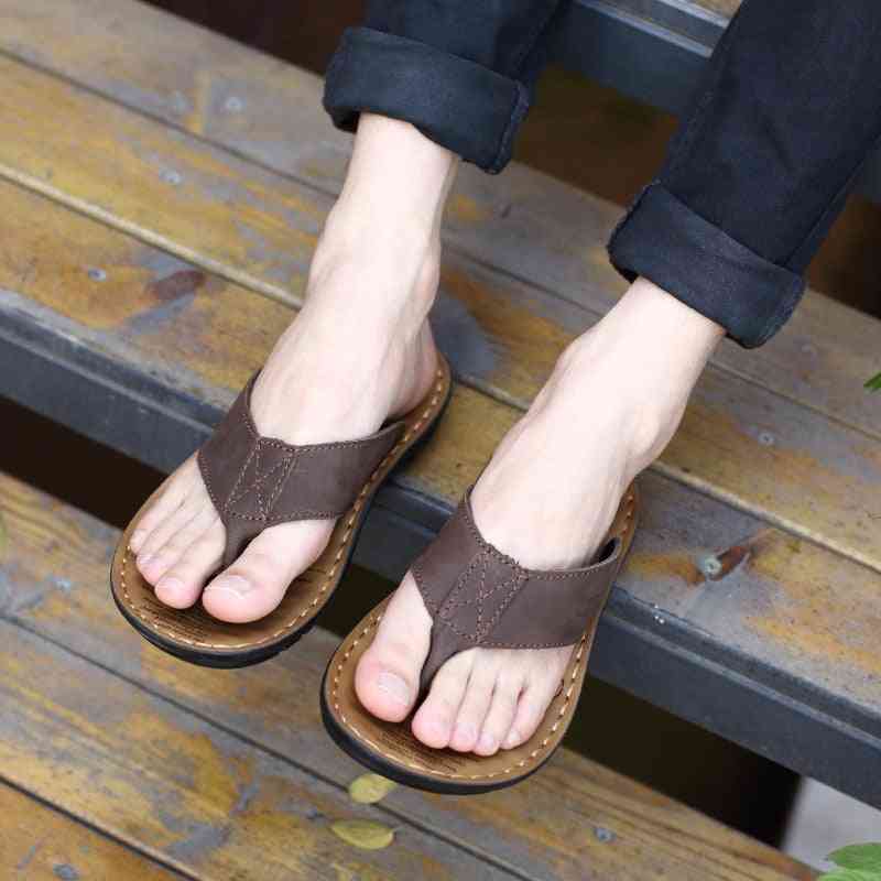 Genuine Leather, Beach Flip Flop Slippers's