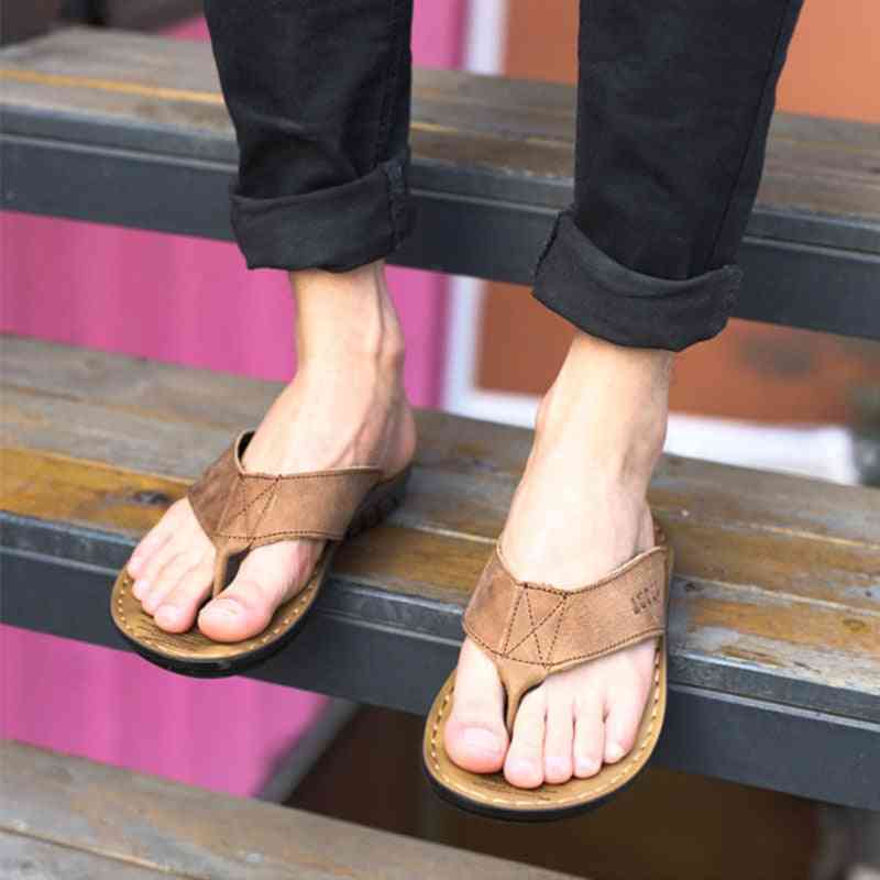 Genuine Leather, Beach Flip Flop Slippers's