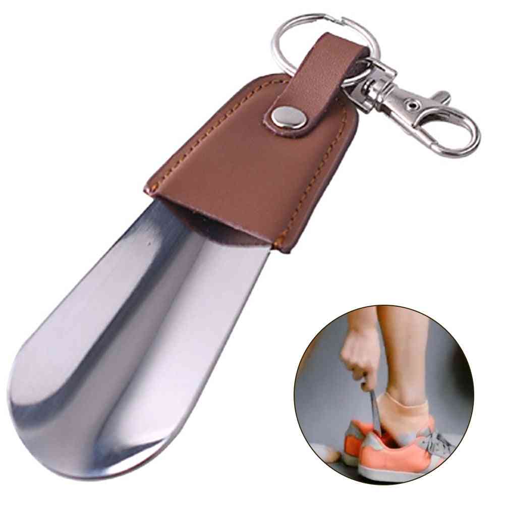 Portable Folding Metal Shoehorn With Key Ring