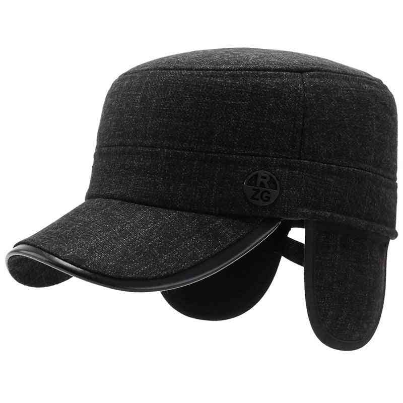 Men's Winter Warm Military Hats - Adjustable Flat Top Cap