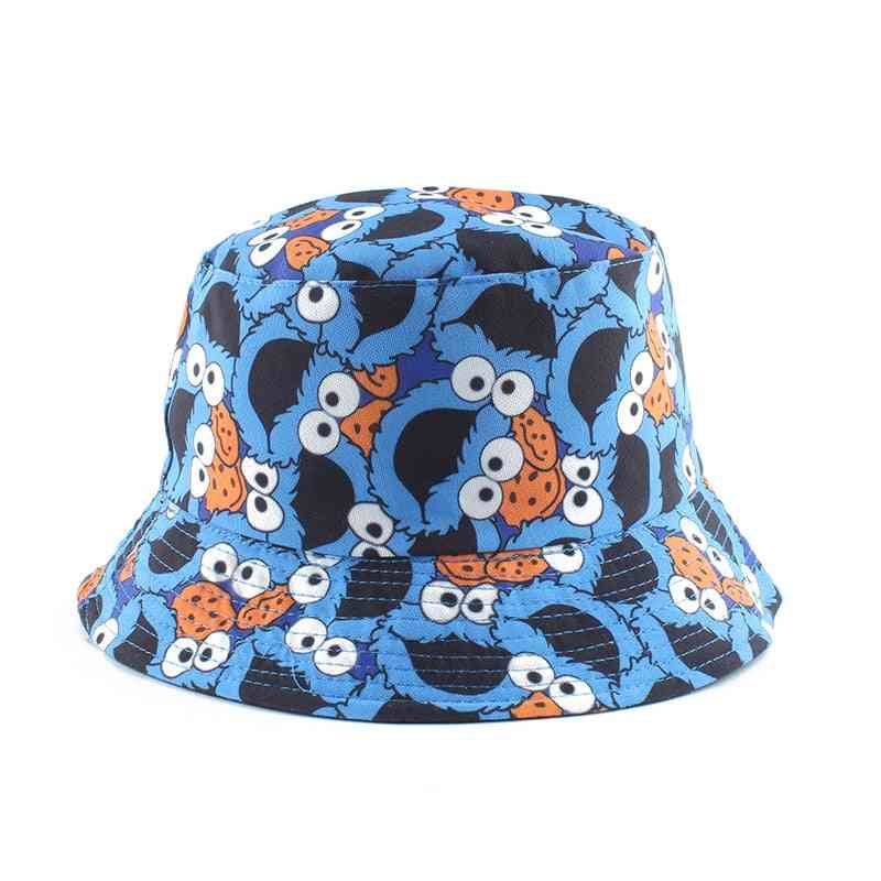 Pălărie de pescar de vară, capac reversibil cu găleată de desene animate